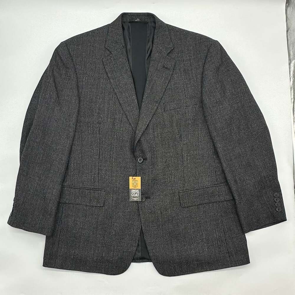Haggar Comfort Equipped Size 44R Black Textured Worsted Wool Sport Coat Jacket